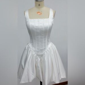 Short white dress, wedding reception dress